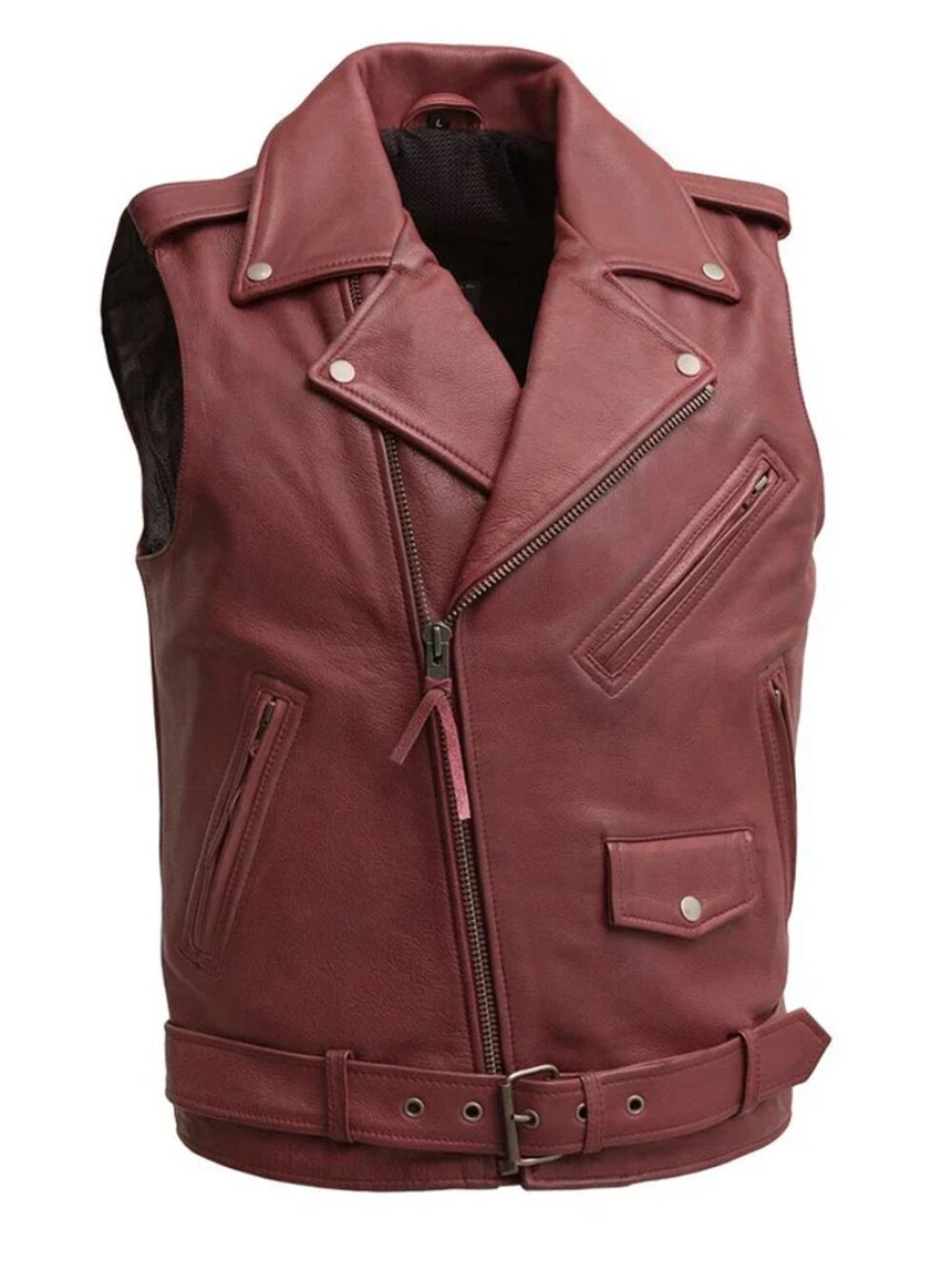 Crimson - Men's Motorcycle Leather Vest